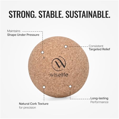 Image of Wiselife Deep Tissue Foot Massager Ball | High Density Massage Roller For Pain Relief, Physiotherapy For Back, Foot & Hand | Trigger Point Therapy Massage Ball For Recovery (Cork), Beige