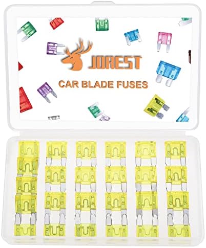 JOREST 25Pcs Standard/Mini 10A 15A 20A 30A 40A Car Fuses, Single Ampere Automotive Replacement Fuses for Car/RV/Truck/Motorcycle