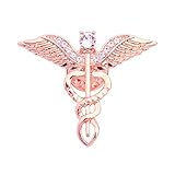QIAN0813 Medical Symbol Caduceus Stethoscope RN Nursing Badge Brooches Lapel Pin for Registered...