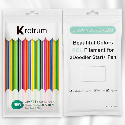 Image of Kretrum 25 Colors 250 Strands 3D Doodler Refill Packs for 3Doodler Start+ Pen 2.5mm 3D Doodler Pen Refills PCL Only for 3Doodler Start+ Pen Each Color 10pcs Total 250 pcs
