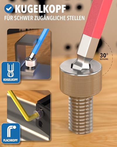STONE REEF Innensechskantschlüssel Set 13 tlg 1,27-10 mm Kugelkopf farbig – Ansicht 6