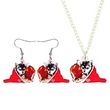 Ohrringe Gewicht: 2,6g HappyL Acryl Weihnachtshund Geschenk Tasche Schmuck Set Halskette Ohrringe Tier Dekoration Ornamente Geschenke for Frauen Mädchen Teenager (Color : White)