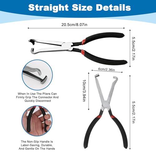 Alicates para conectores de lengüeta de empuje que evitan romper clips de mangueras 3
