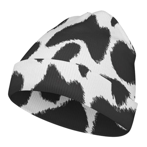 Cowhide Pattern Kids Beanie Hat for for Girls Boys Children Cap Winter Knitted Chemo Cancer Headwear Accessories Gifts Decoration Black
