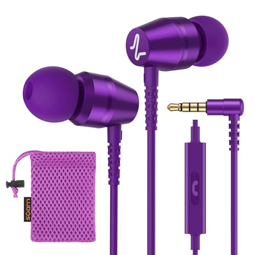 Ludos OMNITONE Auriculares In Ear con Cable y Microfono, 5 Años de Garantía, Auricular con Jack, Cascos Musica con Graves Potentes, para iPhone, iPad, Samsung, Xiaomi, Huawei, Gaming, Móvil - Violeta