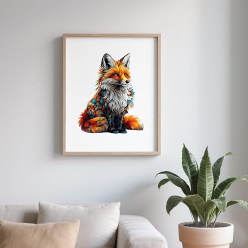 SECOGM Wooden Puzzles for Adults - Artistic Fox Wood Puzzles Adult - Unique Animal Shape Wooden Jigsaw Puzzles for Adults - Birthday Gifts for Puzzle Lovers, Family (8.4 * 6.6in - 100 Pieces) - Image 4