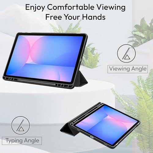 Image of reeto Smart Case for Samsung Galaxy Tab S9 /S9FE /S10FE | Auto Wake /Sleep | Shockproof Transparent Back Magnetic Stand Cover for Samsung Tab S9 11 inch /Tab S9 FE /Tab S10 FE 10.9 inch - Phantom Black