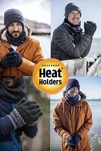 Heat Holders - Mens Winter Warm 2.3 TOG Fleece Lined Insulated Knit Thermal Fingerless Gloves