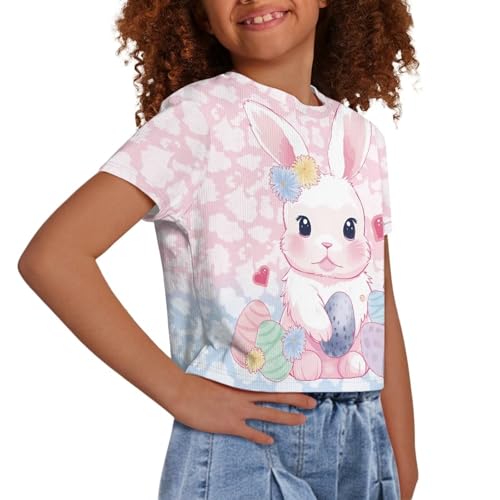 Image of Kids Crop Top Short Sleeve T-Shirts for Girls Size 5-14