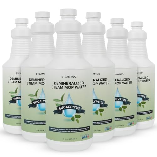 Image of Steam & Go Demineralized Water for Steam Mop, Eucalyptus Mint, 32 oz 6 pack