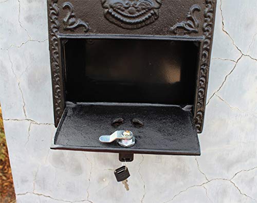 Cast Aluminum Mailbox Postbox Embossed Trim Decorative Metal Wall Mail Post Letters Box for Yard Patio Lawn Garden Outdoor Home - Image 6