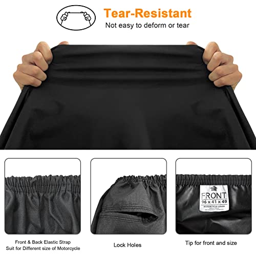 Comnova Motorcycle Cover 104 Inch, 600D Universal Motorcycles Cover Waterproof With Lock-Holes All Season, Large Motorbike Vehicle Scooter Cover For Harley Davidson, Honda, Suzuki, Kawasaki, Yamaha #TOP7