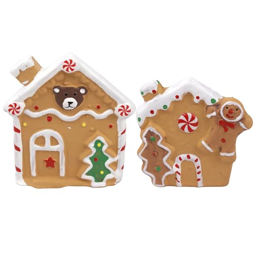 Needzo Gingerbread House Planters Ceramic Flower Pot Christmas Home and Garden Decor 3.75 and 3.37 Inches (Pack of 2)