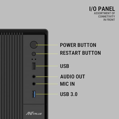 Image of Ant Value VM3P Mid Tower PC Cabinet with ECO500 SMPS | Micro ATX & Mini ITX Support | Built-in 2 USB Ports | Office /Desktop Computer Case | Black