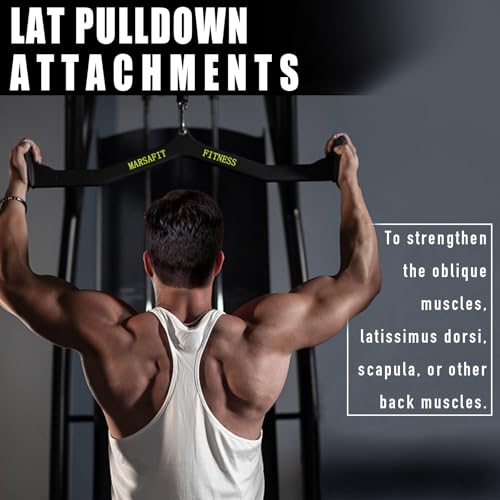 Image of Tricep Press Down Bar Lat pull down Bar Handle Pulley Cable Machine Attachments, Home Gym Fitness Rowing bar Bicep Curl Back Strength Training Wide Grip Lat PullDown Bar Exercises (Length 31 inch)