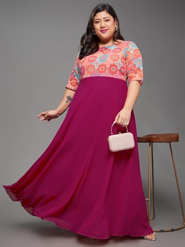 Image of Miss Chase A+ Women's V-Neck Three-Quarter Sleeve Floral Wrap Chiffon Midi Dress