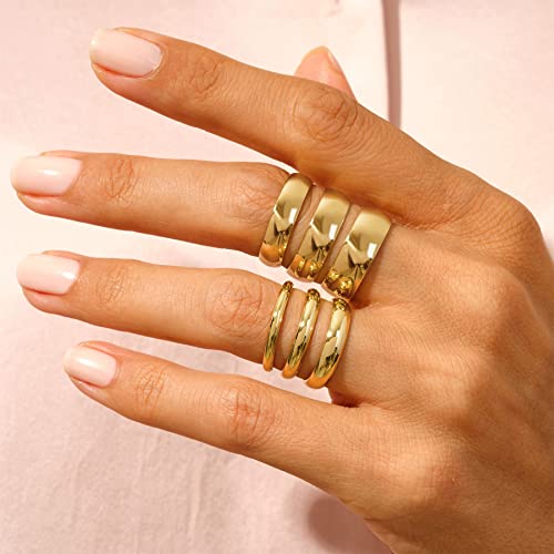 Funeia 14K Gold Band Ring For Women Men 2Mm 3Mm 4Mm 5Mm 6Mm 8Mm 10Mm Wedding Bands Gold Stacking Stackable Plain Statement Thumb Finger Ring Comfort Fit Size 5-11 #TOP7