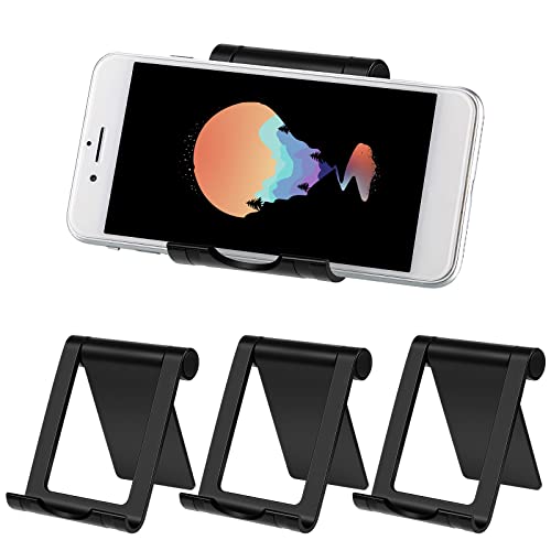 4 Pieces Cell Phone Stand Foldable Phone Holder Multi-Angle Universal Mobile Phone Stand Portable Smartphone Dock Compatible with Most Cell Phone and Tablet for Desk (Black)