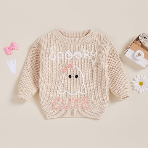 Toddler Baby Boy Girl Sweater Embroidery Knit Pumpkin Sweater Pullover Sweatshirt Halloween Outfits2