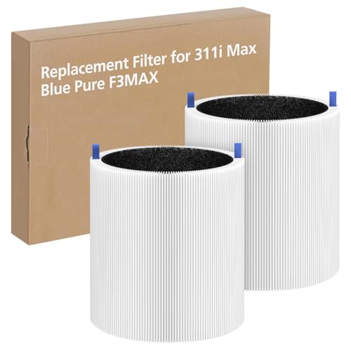 2 Pack 311i Max Replacement Filter Compatible with Blueair Blue Pure 311i Max Air Purifiers, HEPA and Activated Carbon Filter, Blue Pure F3MAX