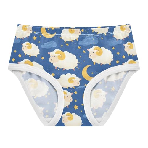 Wusikd Sheep Girls' Underwear Cotton Moons Stars Girls Briefs Soft Toddler Underwear 2T