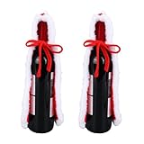 Goktvai 2pcs Capes de Bouteille de Vin Noël, Housses Pull en Tissu Tricoté Rouge et Blanc pour Bouteille Vin Sacs Cadeaux pour Décorations Table Noël