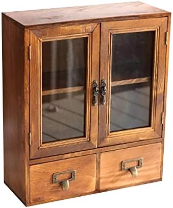 Primo Supply Wall Mount Storage Cabinet - 12"x14"x5" Wall Shelf Hanging Cupboard - Pantry Storage - Glass & Wood Storage Cabinets with Doors and Shelves - Floating Shelf Cabinet Storage Organization