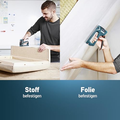 NOVUS TOOLS Handtacker J-25 Set mit 1800 Klammern │ Kleiner 2-in-1 Metall-Tacker für Holz mit Softgrip-Hebel und Unterlademechanik │ Für Feindraht- und Flachdrahtklammern von 4 bis 10 mm