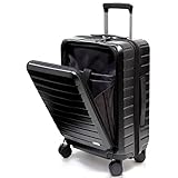 [Evoon] スーツケース キャリーバッグ キャリーケース 機内持ち込み フロントオープン 15.6インチPC収納可能 TSAロック Sサイズ 35L (ブラック)