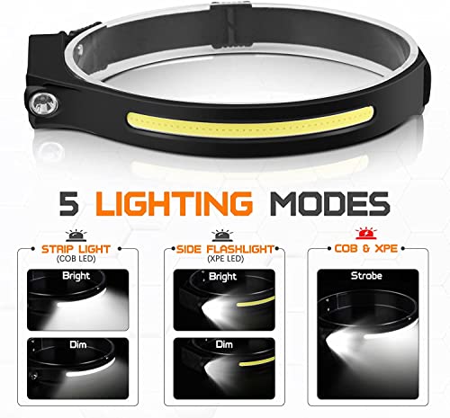 Image of LAKUMIQI Delfi Strip Light Pro Headlamp, Strip Lamp Pro, 230 Wide Beam Head Light, Led Headlamp Rechargeable Bright, Motion Sensor Waterproof COB XPE Headband Light for Outdoor Running, Fishing
