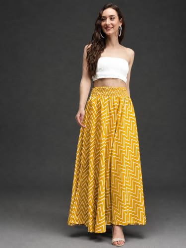 Image of Nexsus Apparels Women Flared Viscose Rayon Trousers | Flared Printed Palazzo |Elasticated Waist Loose-fit & Regular, Casual Wear (Free Size 26 to 42 Waist) Pant| Available in Plus Size's