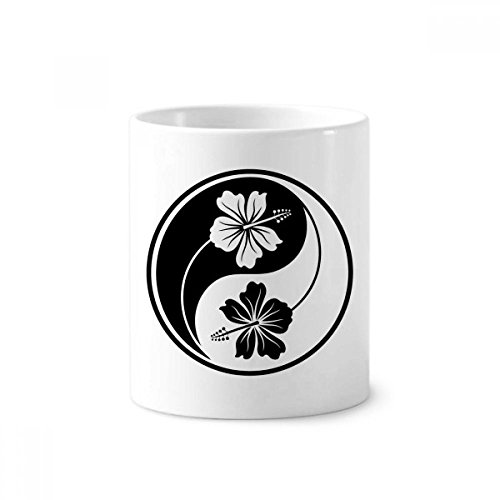 Cadeau bouddhisme yin-yang porte-brosse à dents fleur en céramique blanche tasse spirituelle