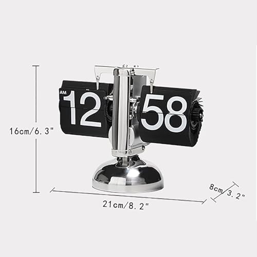 Image of Stainless Steel Retro Flip Clock, Mechanical Digital Desk Clock, Internal Gear Operated, Battery Powered for Home Office Decor, White, 23.1 Cm