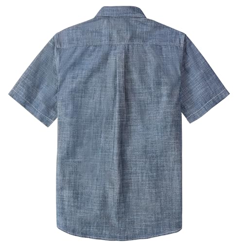 Dubinik® Mens Short Sleeve Button Down Casual Cotton Regular Fit Lightweight Pocket Chambray Work Shirts2