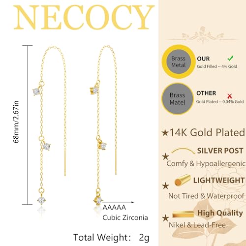 14K Gold/Silver Plated Dangle Earrings for Women Dainty Long Hanging Chain Earrings Trendy Dangling CZ/Pearl Threader Earrings for Women Jewelry4