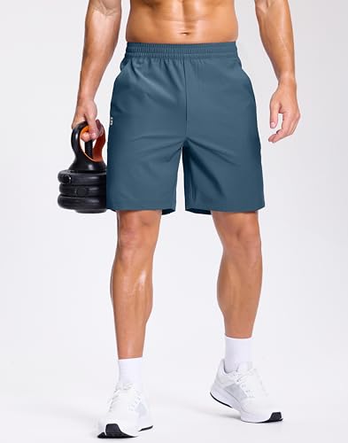 Image of GGJ Men's Lightweight Athletic Shorts with 2 Zipper Pockets 7 inch /9 inch /5 inch Gym Workout Running Quick Dry Tennis Shorts for Men