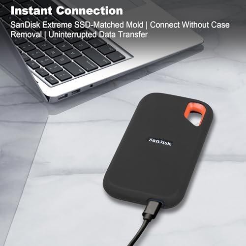 Image of Lacdo Protective Silicon Cover Case for San Disk Extreme Portable External SSD 500GB 1TB 2TB 4TB 8TB USB-C Solid State Drive Silicon Skin Sleeve Shockproof Travel Pouch Storage Bag, Black