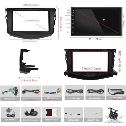 Radio de coche Android 13 para Toyota RAV4 2006-2012 con pantalla de 7" y navegación GPS 7