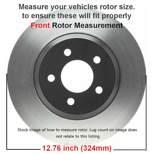 Image of Detroit Axle - Front Brake Kit for BMW 525i 525xi 528i 528xi 530i 530xi | 535i xDrive 535xi, Drilled & Slotted Disc Brake Rotors Ceramic Brake Pads w /Hardware Replacement [12.76 inch Rotors]
