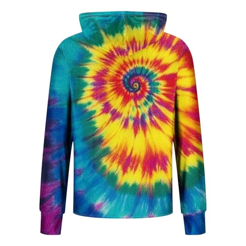 Men's Sun Protection Hoodie Shirt UPF 50+ Long Sleeve UV SPF Fishing Tie Dye Print Shirts with Mask Rash Guard3