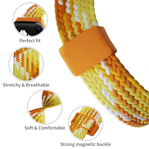 Image of Braided Stretchy Adjustable Straps Compatible for Apple Watch Band 38mm 40mm 41mm 42mm 44mm 45mm 46mm 49mm Women Men,Nylon Magnetic Buckle bands for iWatch Series 10 9 8 SE 7 6 5 4 3 Ultra 2 /1