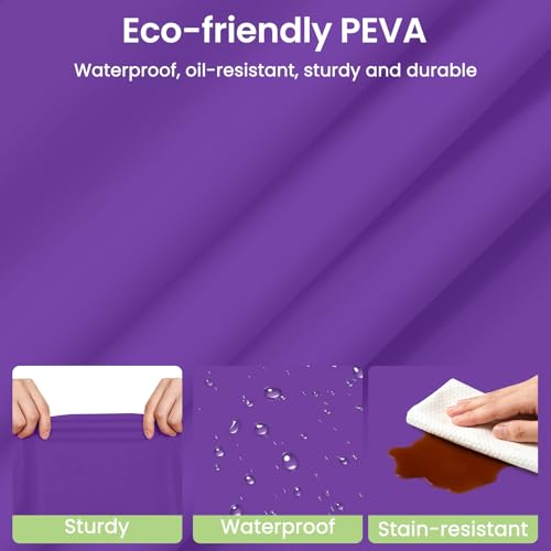 Image of LANLISA 4 Pack Purple Plastic Tablecloth, 54 x 108 Inch Rectangle Table Cloth Disposable, Halloween, Summerween Decor, Halloween Tablecloths, Party Plastic Cover