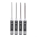 EpheyFIF Set di 4 cacciaviti a croce da 3/4/5/6 mm HSS antiscivolo in alluminio con manico e chiave per riparazione elicotteri RC blu (nero)