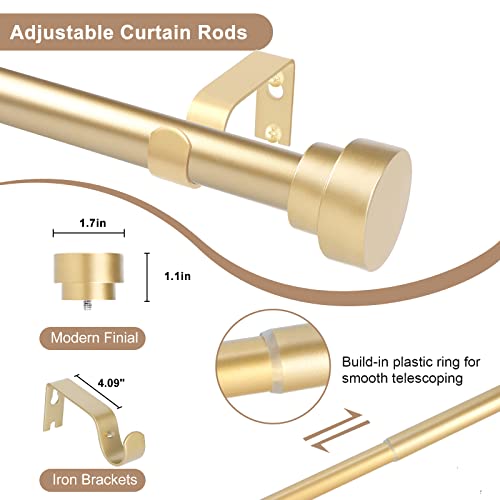 Gold Curtain Rods For Windows 28 To 48 Inch(2.3-4Ft),1 Inch Diameter Heavy Duty Curtain Rods,Adjustable Curtain Rod,Modern Decorative Drapery Rods,Telescoping Window Curtains Rod 18-45",Brass Gold #TOP1