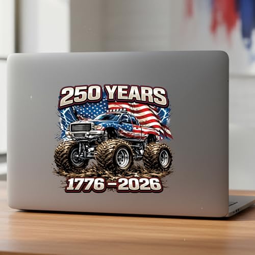 Image of 2-Piece Patriotic Monster Truck 1776-2026 Car Decal