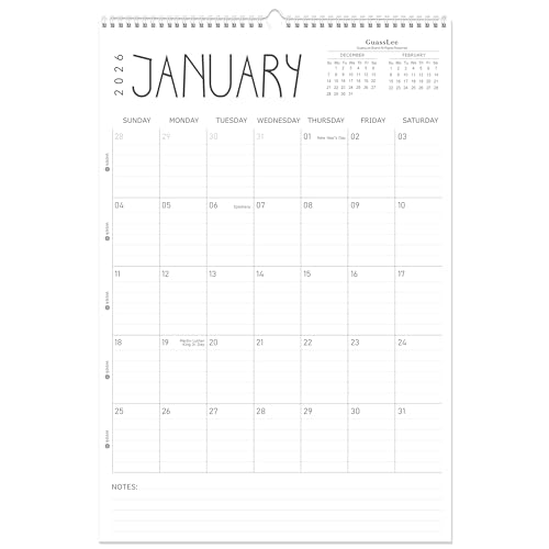 GuassLee 2026-2027 Wall Calendar 18-Month Spiral