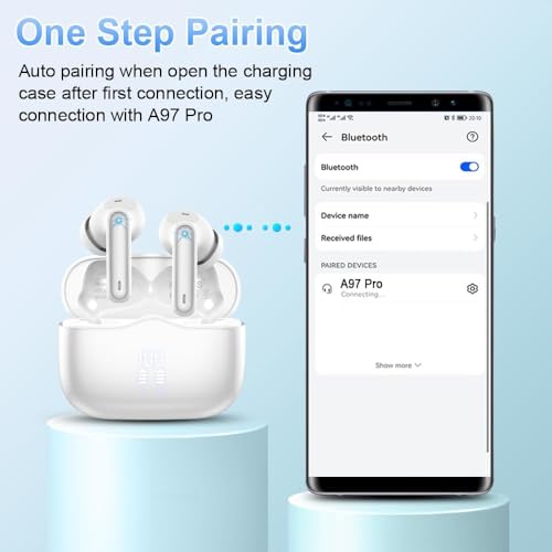 xinwld xinwld Bluetooth Kopfhörer, Kopfhörer Kabellos Bluetooth 5.4 In Ear Kopfhörer mit 4 ENC Noise Cancelling Mic, Kabellose Kopfhörer Tiefer Bass Wireless Earbuds 40Std, IP7 Wasserdicht Ohrhörer, Weiß - Verwendungsansicht 7 | TV | Video | Foto