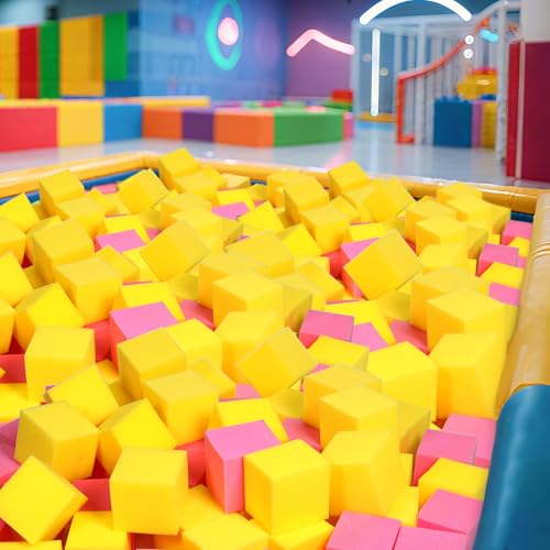 WINTECY 24PCS Foam Cubes 5"x5"x5"- Foam Pit Blocks Set, Soft Stacking Blocks for Indoor Games,Trampolines, Gymnastics, Parkour & Action Sport (Pink and Yellow) - image 7