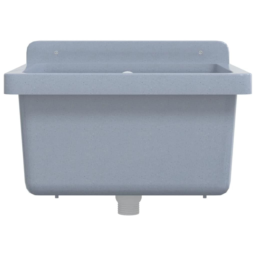vidaXL Fregadero Lavabo de Pared Resina Gris 40x40x24 cm, Fregadero utilitario, Lavabo de Cuarto de baño, lavamanos, Lavabo utilitario, Lavabo