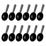 Framendino, 12 Pack Plastic Coffee Measuring Spoons Short Handle Scoops for Tea Sugar Cereal Milk Powder Spices Black 7g